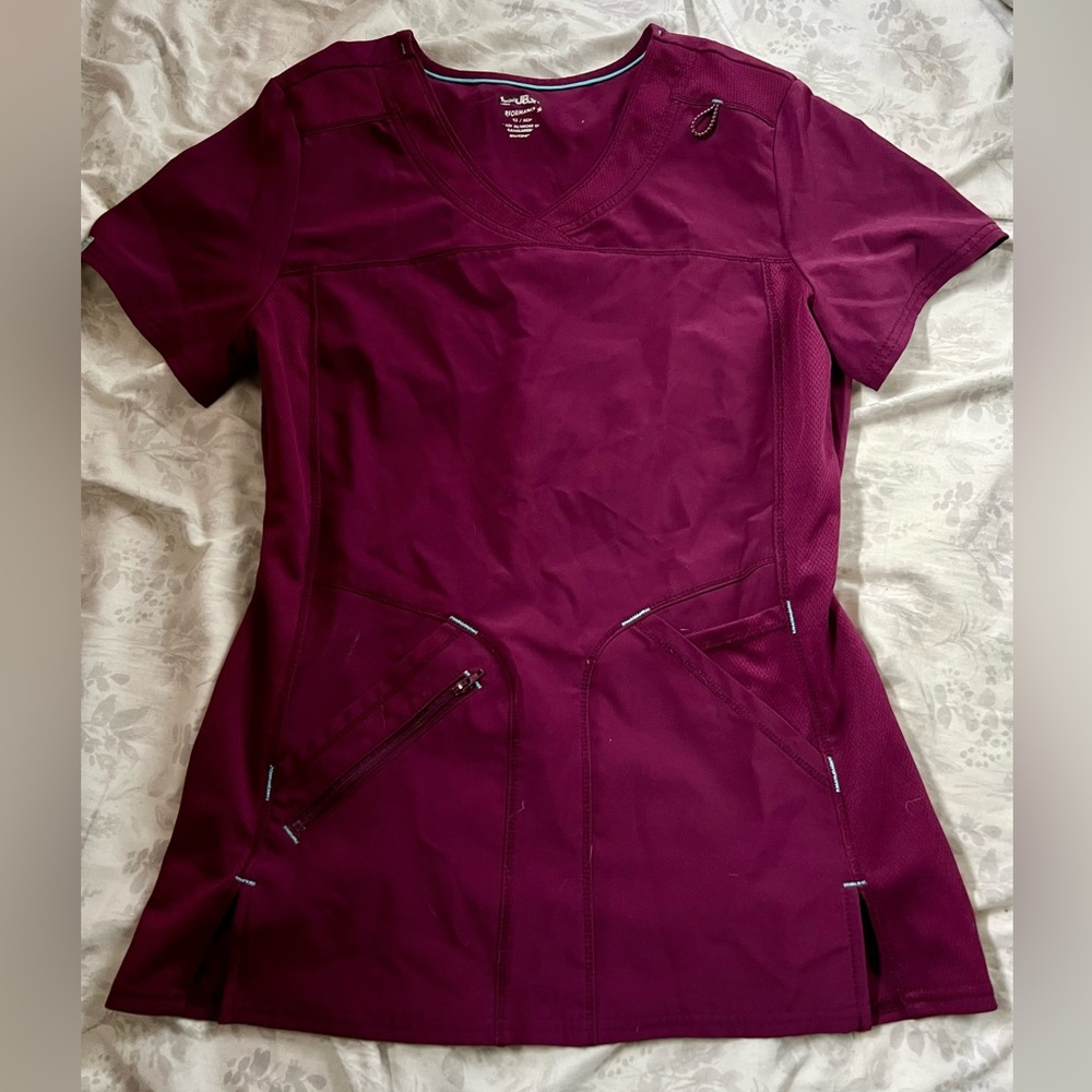Maroon scrub top